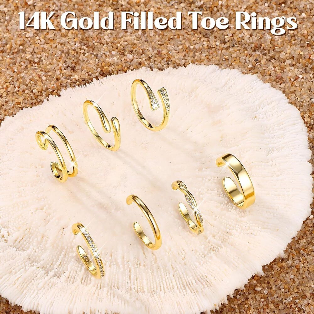 Adjustable Gold Toe Rings Women Waterproof Set - Picture 4 of 7